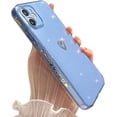 thumbnail image 1 of Compatible with iPhone 11 Case,Love Heart Pattern Design Soft TPU Shockproof Protective Case Bling Sparkly Glitter Cover for iPhone 11-Blue, 1 of 9