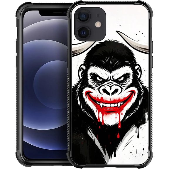 Compatible with iPhone 11 Case Non Slip Screen Lens Protection Case for Girl Boy Cute Pattern Gorilla Angry Animal