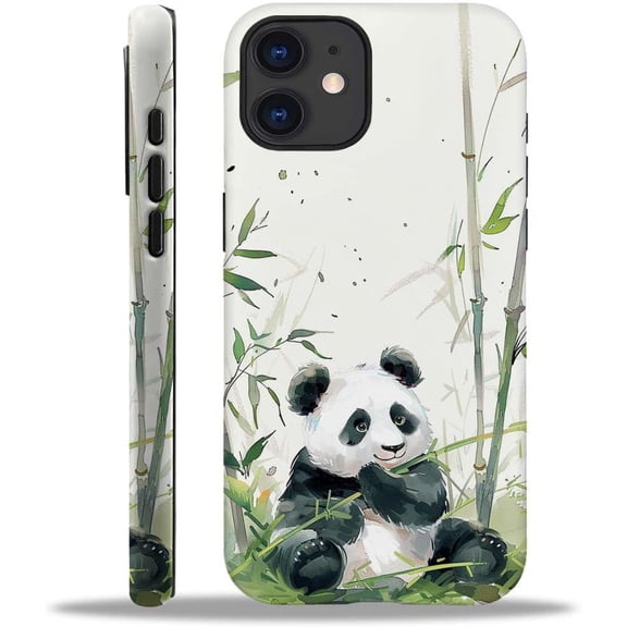 Compatible with iPhone 11 Case, Pandas Chew Bamboo 11 2 in 1 Silicone Mixed Hard Pc Case, Durable Shock-Proof Protection Pattern Design
