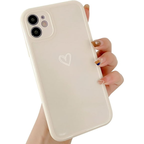 Compatible with iPhone 11 Case for Women Girls, Cute Love Heart Pattern Soft Slim TPU Protective Bumper Phone Case for iPhone 11 6.1"-White