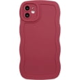 thumbnail image 1 of Compatible with iPhone 12 Case 6.1" 2020, Cute Kawaii Curly Wave Frame Shape Soft Silicone Shockproof Protective Phone Cover for Women Girls, Maroon, 1 of 15