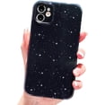 thumbnail image 1 of Compatible with iPhone 12 Case Cute Neon Glitter Slim Bumper, Sparkly Silicone Shockproof Protective Phone Case for Women Girls (Black), 1 of 13