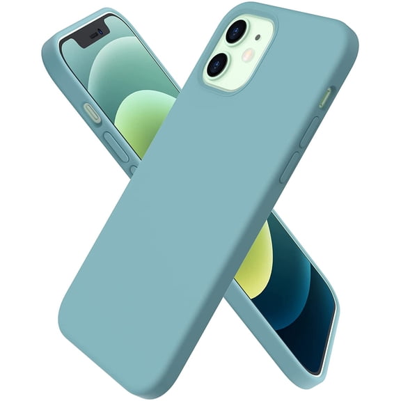 Compatible with iPhone 12 Mini Case, Slim Liquid Silicone 3 Layers Full Covered Soft Gel Rubber with Microfiber Case Cover 5.4 inch-Cactus