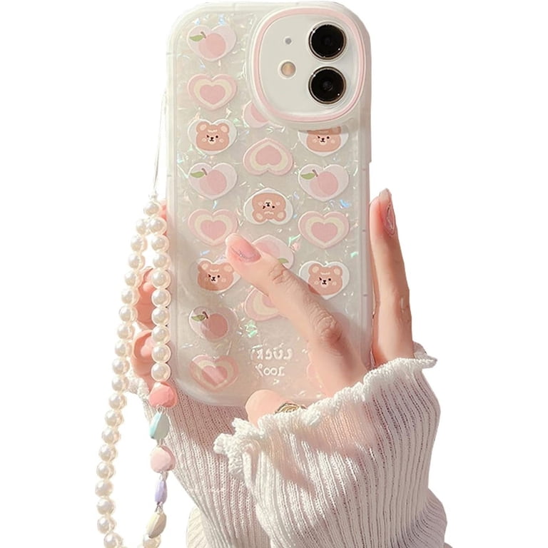 Compatible with iPhone 12 Mini Case with Phone Charm,Bear Love