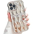 thumbnail image 1 of Compatible with iPhone 12 Pro Case Water Ripple Pattern Cute Curly Wave Frame Shape Shockproof Soft TPU Case for Women Girls Slim Phone Case (Silver), 1 of 7