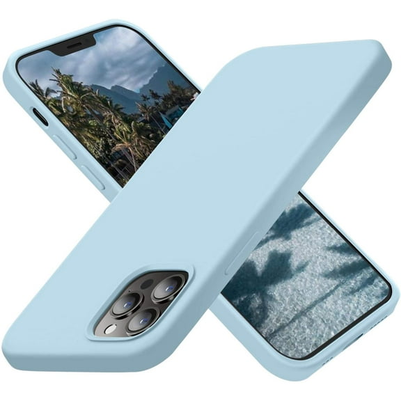Compatible with iPhone 12 Pro Max case, Silicone Ultra Slim Shockproof Phone Case with [Soft Anti-Scratch Microfiber Lining], 6.7 inch, Sky Blue