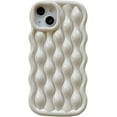 thumbnail image 1 of Compatible with iPhone 12 for Women/Girls, Cute Glossy 3D Water Ripple Pattern Phone Case Anti-Scratch Shockproof for iPhone 12, Beige, 1 of 8