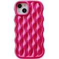 thumbnail image 1 of Compatible with iPhone 12 for Women/Girls, Cute Glossy 3D Water Ripple Pattern Phone Case Anti-Scratch Shockproof for iPhone 12, Rose Red, 1 of 8