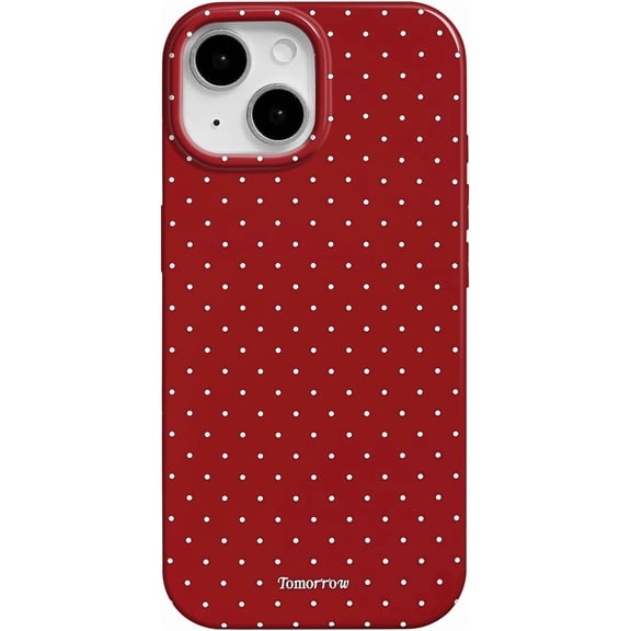 Compatible with iPhone 13/14 Case with Cute Fashion Polka Dot Aesthetics Design Simple Cases for Soft TPU Slim Protection Cover-Red