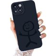 thumbnail image 1 of Compatible with iPhone 13 Case, Cartoon Aesthetic Pattern Soft Silicone Shockproof Full Camera Lens Cute Case for iPhone 13 6.1" for Women Girl Black, 1 of 7