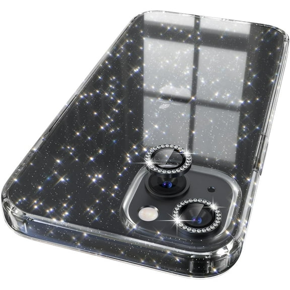 Compatible with iPhone 13 Case, Women Glitter Bling Sparkly Case Bumper, [Non-Yellowing Shockproof Protective Cover] 6.1-inch 2021 (Glitter Black)