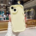 thumbnail image 1 of Compatible with iPhone 13 Cute Kawaii Curly Cream Frame Shape Soft Silicone Shockproof Protective Phone Case Cover for Women Girls Yellow, 1 of 16