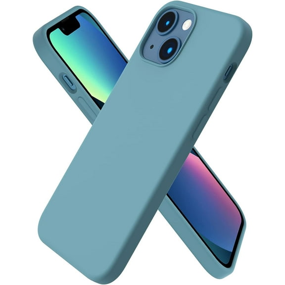 Compatible with iPhone 13 Mini Case, Slim Liquid Silicone 3 Layers Full Covered Soft Gel Rubber with Microfiber Case Cover 5.4 inch-Cactus