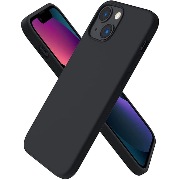 Compatible with iPhone 13 Mini Case, Slim Liquid Silicone 3 Layers Full Covered Soft Gel Rubber with Microfiber Case Cover 5.4 inch-Midnight