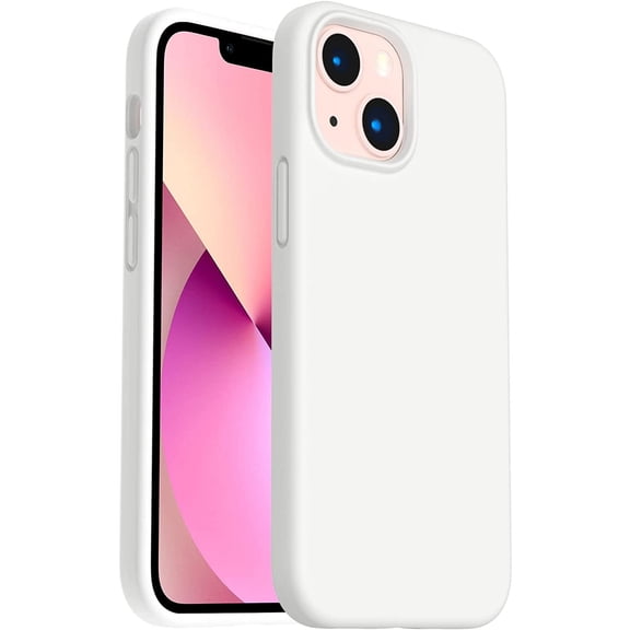 Compatible with iPhone 13 Mini Case, Slim Liquid Silicone 3 Layers Shockproof Soft Gel Rubber with Microfiber Case Cover 5.4 inch-White