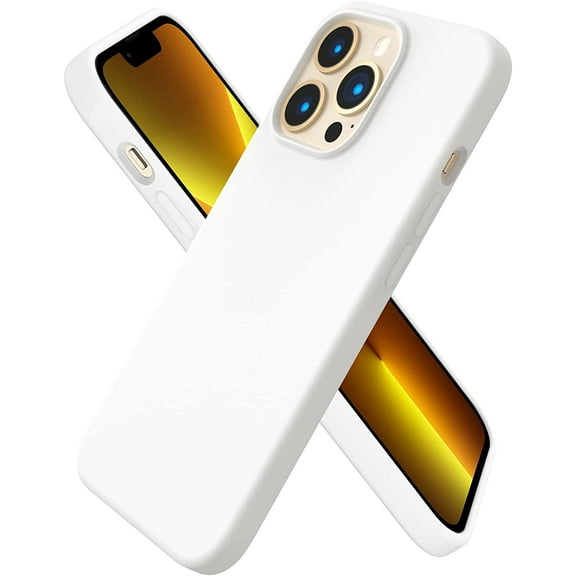 Compatible with iPhone 13 Pro Case 6.1, Slim Liquid Silicone 3 Layers Full Covered Soft Gel Rubber Case Cover 6.1 inch-White