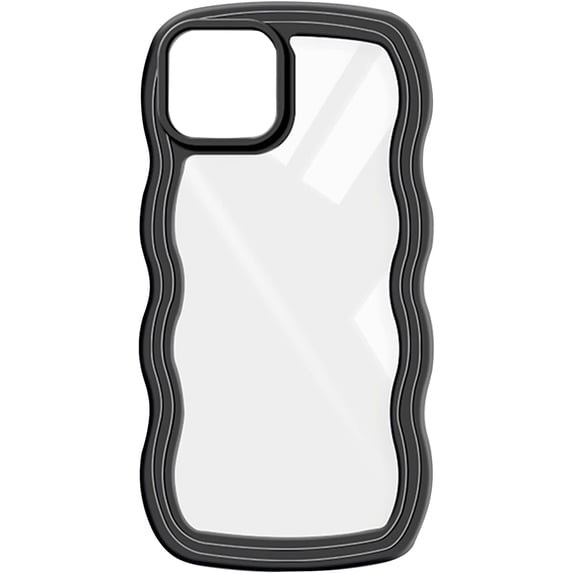 Compatible with iPhone 13 Pro Case Cute Curly Wave Frame Shape Slim Translucent Back Anti-Fingerprint Shockproof for iPhone 13 Pro Case,Black