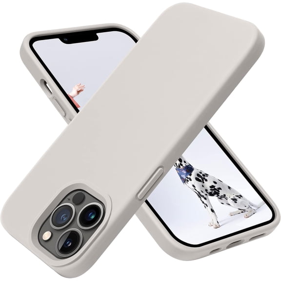 Compatible with iPhone 13 Pro Case, Liquid Silicone Slim Protective Shockproof Phone Case Cover with Anti-Scratch Microfiber Lining, 6.1 inch, Stone