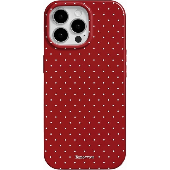 Compatible with iPhone 13 Pro Case with Cute Fashion Polka Dot Aesthetics Design Simple Cases for Soft TPU Slim Protection Cover-Red