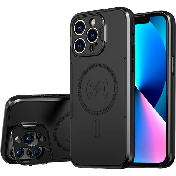 Compatible with iPhone 13 Pro Magnetic Case, Full Camera Lens Protective Military Shockproof Phone Case Cover for iPhone 13 Pro 6.1 Inch (Black)