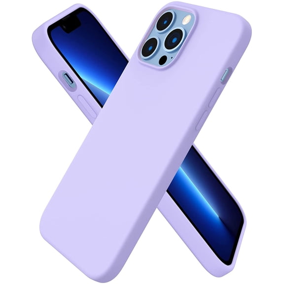 Compatible with iPhone 13 Pro Max Case 6.7", Slim Liquid Silicone 3 Layers Full Covered Soft Gel Rubber Case Cover 6.7 inch-Light Purple