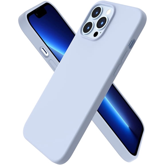 Compatible with iPhone 13 Pro Max Case 6.7", Slim Liquid Silicone 3 Layers Full Covered Soft Gel Rubber Case Cover 6.7 inch-Sierra Blue