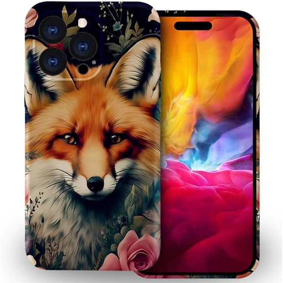 Compatible with iPhone 13 Pro Max Case, Flower Fox 13 Pro Max Women Girls Case, Anti-Slip Drop Protection with Slim TPU 3D Pattern Design