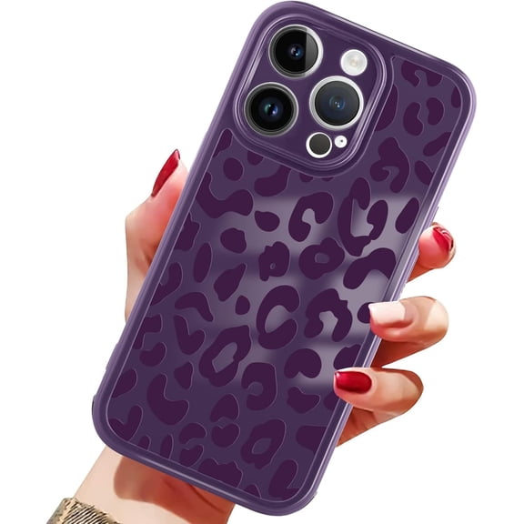 Compatible with iPhone 13 Pro Max Case Purple Leopard Design Soft Phone Case Shockproof Full Camera Protective Cover for iPhone 13 Pro Max, Purple