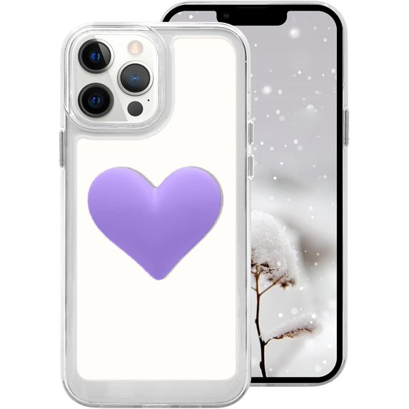 Compatible with iPhone 13 Pro Max Cute 3D Love Heart Candy Color Soft Shockproof Protection Fashion Clear Pretty Bumper Slim Cover for Women Girls