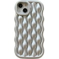 thumbnail image 1 of Compatible with iPhone 13 Pro for Women/Girls, Cute Glossy 3D Water Ripple Pattern Phone Case Anti-Scratch Shockproof for iPhone 13 Pro, Silver Gray, 1 of 8