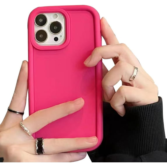 Compatible with iPhone 13 for Women/Girls, Candy Color Silicone Matte Shockproof Soft Bumper Phone Cases for iPhone 13, Rose Red