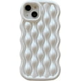 thumbnail image 1 of Compatible with iPhone 13 for Women/Girls, Cute Glossy 3D Water Ripple Pattern Phone Case Anti-Scratch Shockproof for iPhone 13, White, 1 of 8