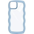 thumbnail image 1 of Compatible with iPhone 14 Case Cute Curly Wave Frame Shape Slim Translucent Back Anti-Fingerprint Shockproof for iPhone 14 Case,Blue, 1 of 6