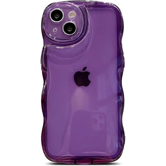 Compatible with iPhone 14 Case,Cute Kawaii Curly Wave Frame Shape Cases,Clear Soft Silicone Shockproof Protective Bumper Phone Cover for Women