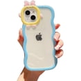 thumbnail image 1 of Compatible with iPhone 14 Case, Cute Little Monsters Lens Curly Wave Transparent Soft Silicone Shockproof Bumper Case for iPhone 14, Blue, 1 of 8