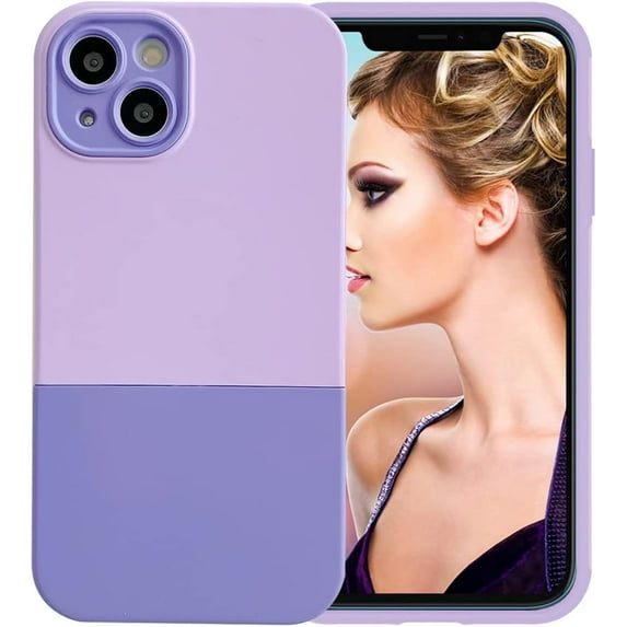 Compatible with iPhone 14 Case Heavy Duty Hybrid 3 in 1 Rugged Shockproof Case with Hard PC Bumper Soft TPU Back Gradient Colorful Case for Women