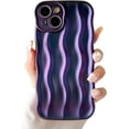 thumbnail image 1 of Compatible with iPhone 14 Phone Case Girls Cute Water Ripple Pattern Wavy Bezel Shock Absorbing Anti-Fall Slim TPU Phone Case for Women - Deep Purple, 1 of 13