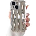 thumbnail image 1 of Compatible with iPhone 14 Phone Case Girls Cute Water Ripple Pattern Wavy Bezel Shock Absorbing Anti-Fall Slim TPU Phone Case for Women - Silver, 1 of 13