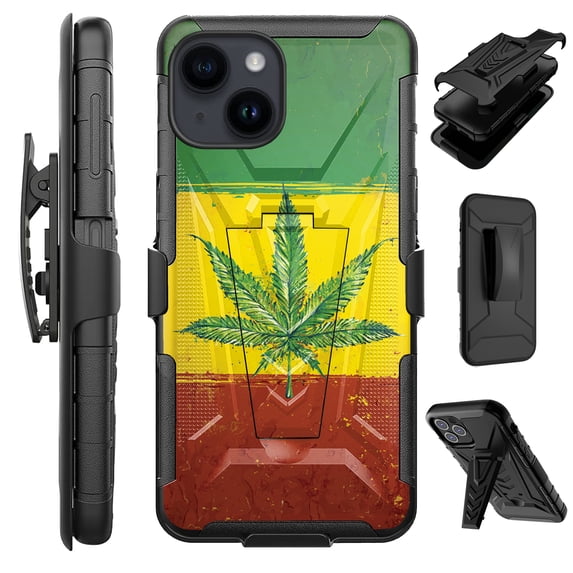 Compatible with iPhone 14 Plus 6.7" Hybrid Luxguard Holster Phone Case Cover (Flag of Flower Nation)