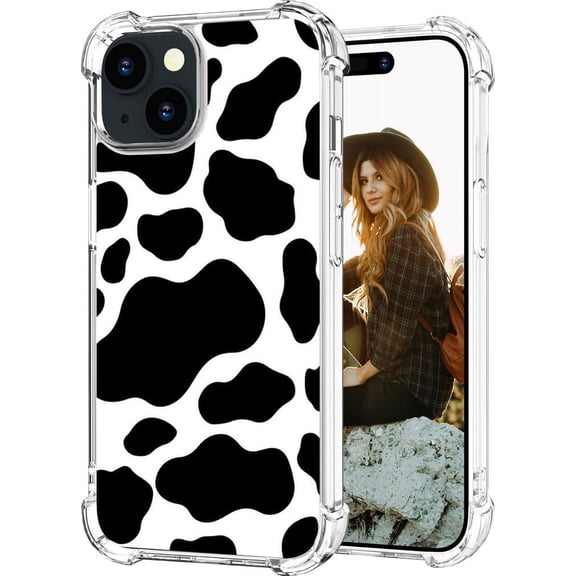 Compatible with iPhone 14 Plus Case for Women Girls Design Cute, Protector Girly Cow Print Dots Pattern