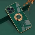 thumbnail image 1 of Compatible with iPhone 14 Plus Case with Hidden Stand, Cute Plating Astronaut Design Cartoon Cute Phone Case with Protective Cover, Green, 1 of 9