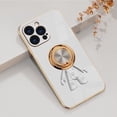thumbnail image 1 of Compatible with iPhone 14 Plus Case with Hidden Stand, Cute Plating Astronaut Design Cartoon Cute Phone Case with Protective Cover, White, 1 of 9