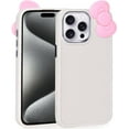 thumbnail image 1 of Compatible with iPhone 14 Pro Case, Cute 3D Bowknot Design Soft Silicone Shockproof Cover for iPhone 14 Pro 6.1" 2022 Beige, 1 of 14