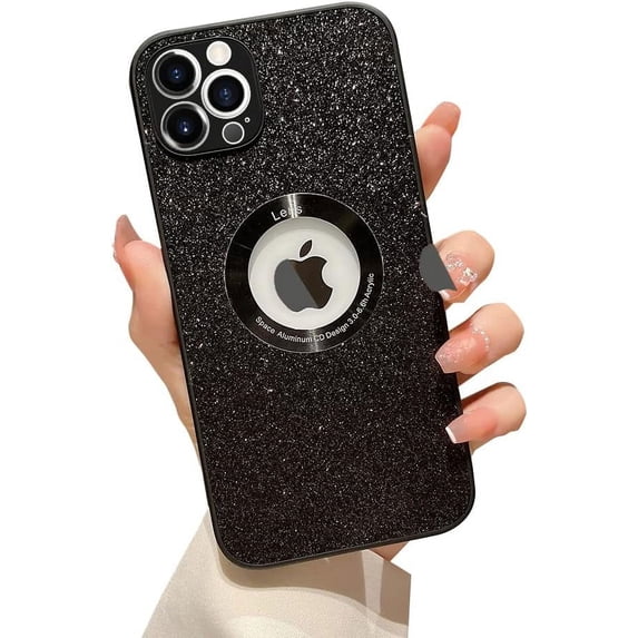 Compatible with iPhone 14 Pro Case Glitter Bling Sparkly Shiny Case Camera Protection Soft TPU Shockproof Back Cover for Women Girl Black