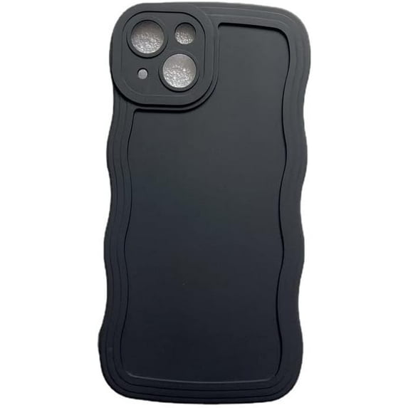 Compatible with iPhone 14 Pro Case, Solid Color Cute Curly Wave Matte Soft Silicone Shockproof Bumper Case for iPhone 14 Pro, Black