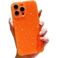 thumbnail image 1 of Compatible with iPhone 14 Pro Max Case 6.7 inch, Cute Glitter Bling Slim Bumper Shockproof Sparkly Soft Phone Case for Women Girls (Orange), 1 of 14
