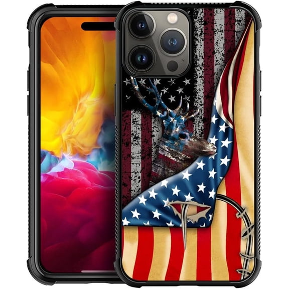 Compatible with iPhone 14 Pro Max Case, Hook The USA Flag for Men Boy, Drop Protection with Soft TPU Bumper Case for iPhone 14 Pro Max 6.7-inch