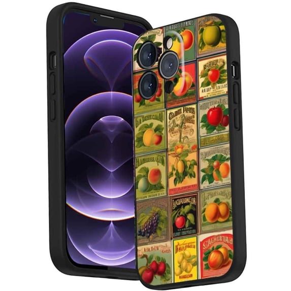 Compatible with iPhone 14 Pro Max Phone Case, Vintage-fruit-crate-labels-3 Case Silicone Protective for Teen Girl Boy Case for iPhone 14 Pro Max