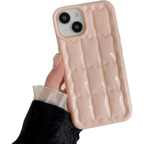 Compatible with iPhone 14 Pro Max for Women/Girls, Cute 3D Plaid Anti-Scratch Shockproof Soft Silicone Phone Case for iPhone 14 Pro Max, Pink