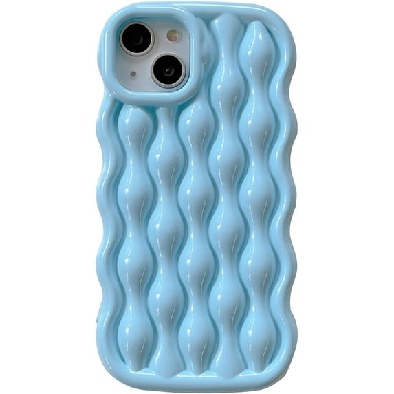 Compatible with iPhone 14 Pro Max for Women/Girls, Cute Glossy 3D Water Ripple Pattern Phone Case Anti-Scratch Shockproof for iPhone 14 Pro Max, Blue